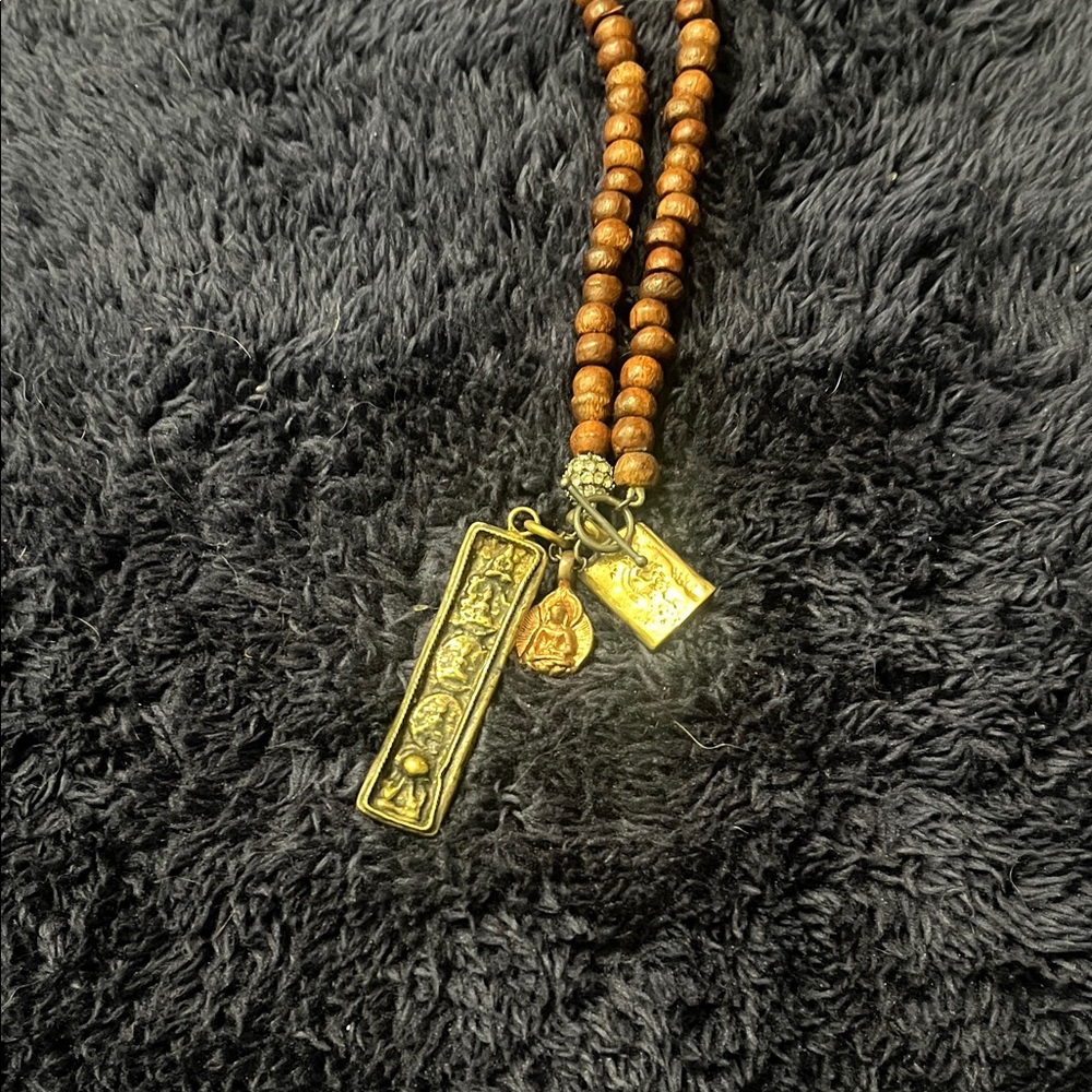 Stella & Dot Gold and Brown Beaded Necklace
